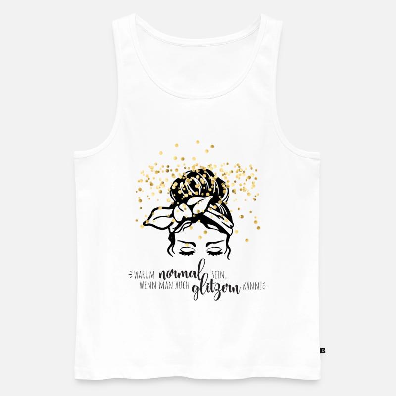 Glitzerkonfetti Spruch - Männer Premium Bio Tank Top - Weiß
