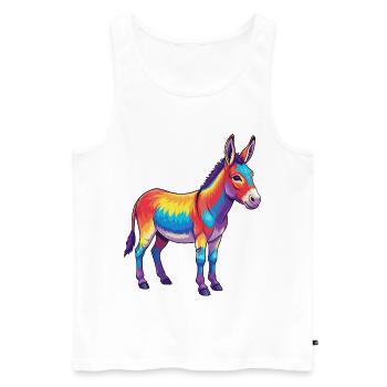 Bunte Eselregenbogen-Pop-Art-Aquarell - Männer Premium Bio Tank Top - Weiß - Vorne - AI Model Male 178 light (178cm)