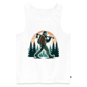 Holzfäller Forstwirt Bigfoot - Männer Premium Bio Tank Top - Weiß - Vorne - Michal (187cm)