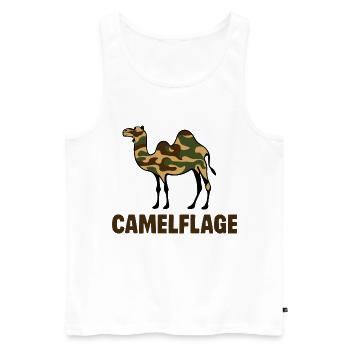 Camelflage Chameau Dictons drôles Animaux - Débardeur bio Premium Homme - blanc - Devant - AI Model Male 178 light (178cm)