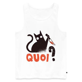 Quoi Chat Noir Meurtrier avec Couteau Cadeau Chat - Débardeur bio Premium Homme - blanc - Devant - AI Model Male 178 light (178cm)