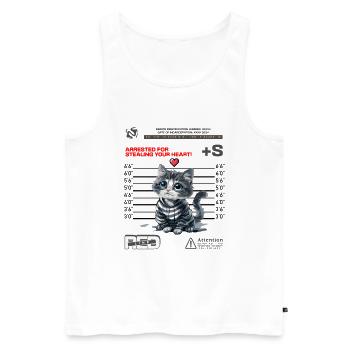 Heart Stealing Kitty - Arrested for Cuteness - Männer Premium Bio Tank Top - Weiß - Vorne - Michal (187cm)