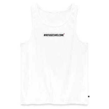 #refugeeswelcome - Männer Premium Bio Tank Top - Weiß - Vorne - AI Model Male 178 light (178cm)