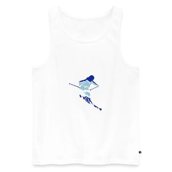 Skier and mountain silhouette - skiing, skiing - Men's Premium Organic Tank Top - white - Front - AI Model Male 178 light (178cm)