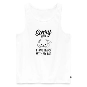 Je ne peux pas, j'ai des projets avec mon chat - dicton de chat - Débardeur bio Premium Homme - blanc - Devant - AI Model Male 178 light (178cm)