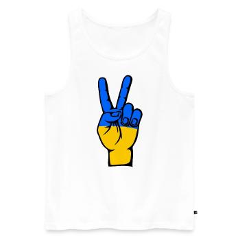 Drapeau de l’Ukraine Symbole de la Victoire De La Paix - Débardeur bio Premium Homme - blanc - Devant - Michal (187cm)