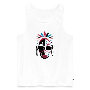afrikanische Maske mit Sonnenbrille als Stencil - Männer Premium Bio Tank Top - Weiß - Vorne - AI Model Male 178 light (178cm)