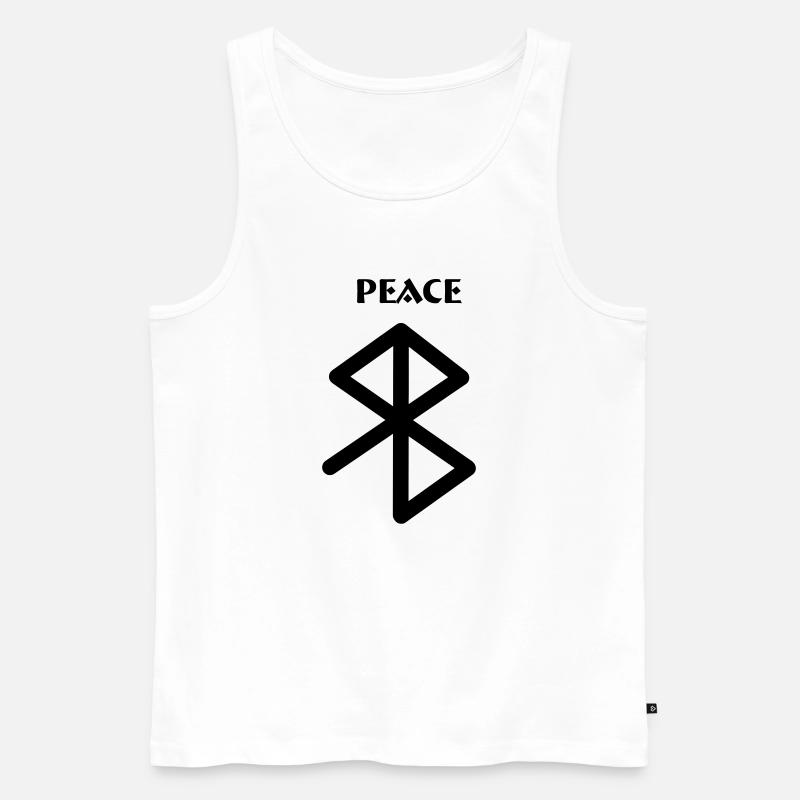 Peace Viking Runen mit Text PEACE - Männer Premium Bio Tank Top - Weiß