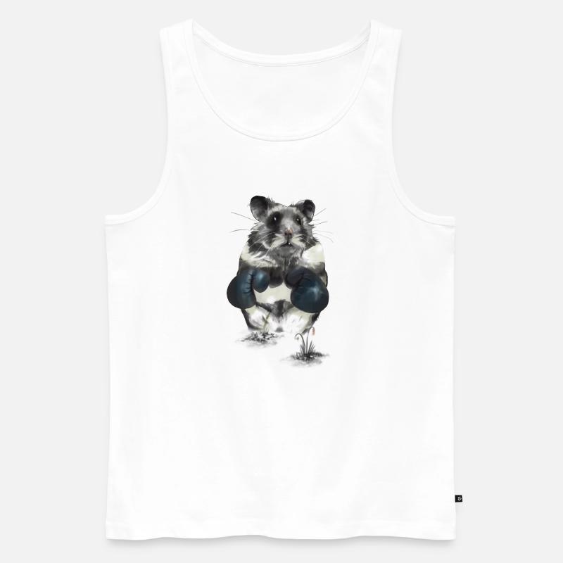 Hamster combatif sur le ring de boxe - Débardeur bio Premium Homme - blanc