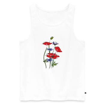 Coquelicots et bleuets en été - Débardeur bio Premium Homme - blanc - Devant - AI Model Male 178 light (178cm)