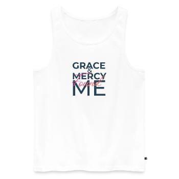 Grace & Mercy Found Me - Men's Premium Organic Tank Top - white - Front - Michal (187cm)