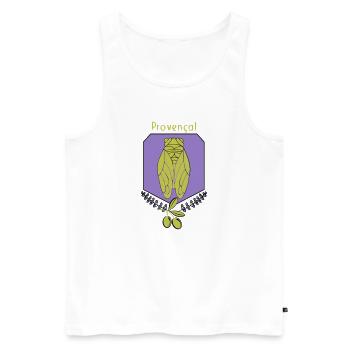 cigale Provençale avec Olives - Débardeur bio Premium Homme - blanc - Devant - AI Model Male 178 light (178cm)