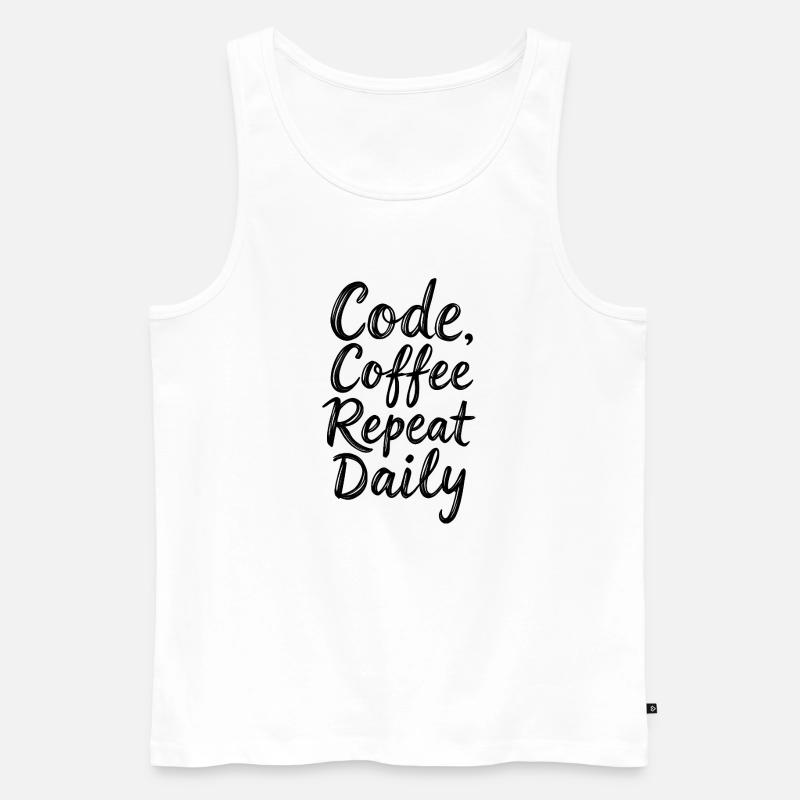 Code Sleep Debug Repeat Programmer Shirt - Débardeur bio Premium Homme - blanc