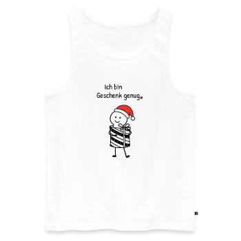 Ich bin Geschenk genug | Weihnachtshumor mit Figur - Männer Premium Bio Tank Top - Weiß - Vorne - Michal (187cm)