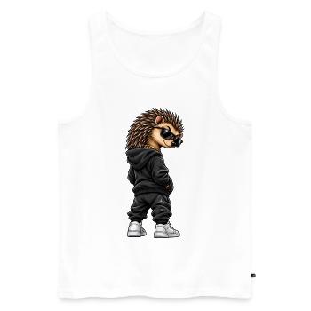 Igel im Streetstyle – Frecher Gangster-Look - Männer Premium Bio Tank Top - Weiß - Vorne - Michal (187cm)