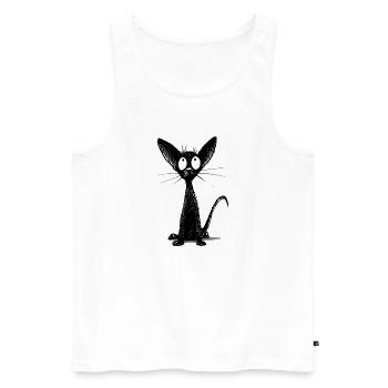 Kleine schwarze Katze - Männer Premium Bio Tank Top - Weiß - Vorne - AI Model Male 178 light (178cm)