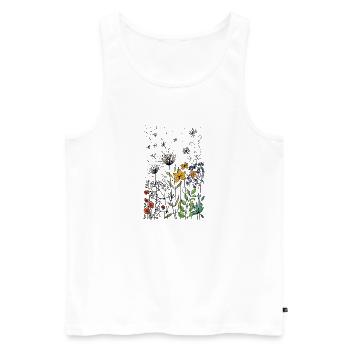 fleurs - Débardeur bio Premium Homme - blanc - Devant - Michal (187cm)