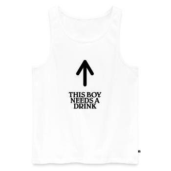 This boy needs a drink - Débardeur bio Premium Homme - blanc - Devant - AI Model Male 178 light (178cm)
