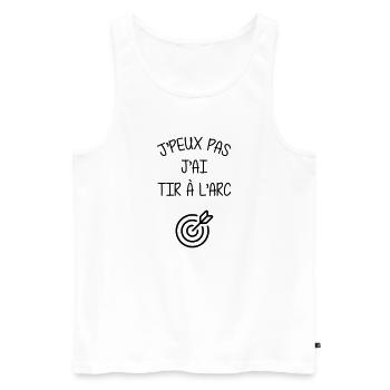 Tir A l'arc / Archer / Archère / Flèche / Sport - Débardeur bio Premium Homme - blanc - Devant - Michal (187cm)
