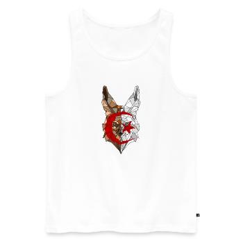 Fennec and flag of Algeria in polysphere 2 - Men's Premium Organic Tank Top - white - Front - AI Model Male 178 light (178cm)