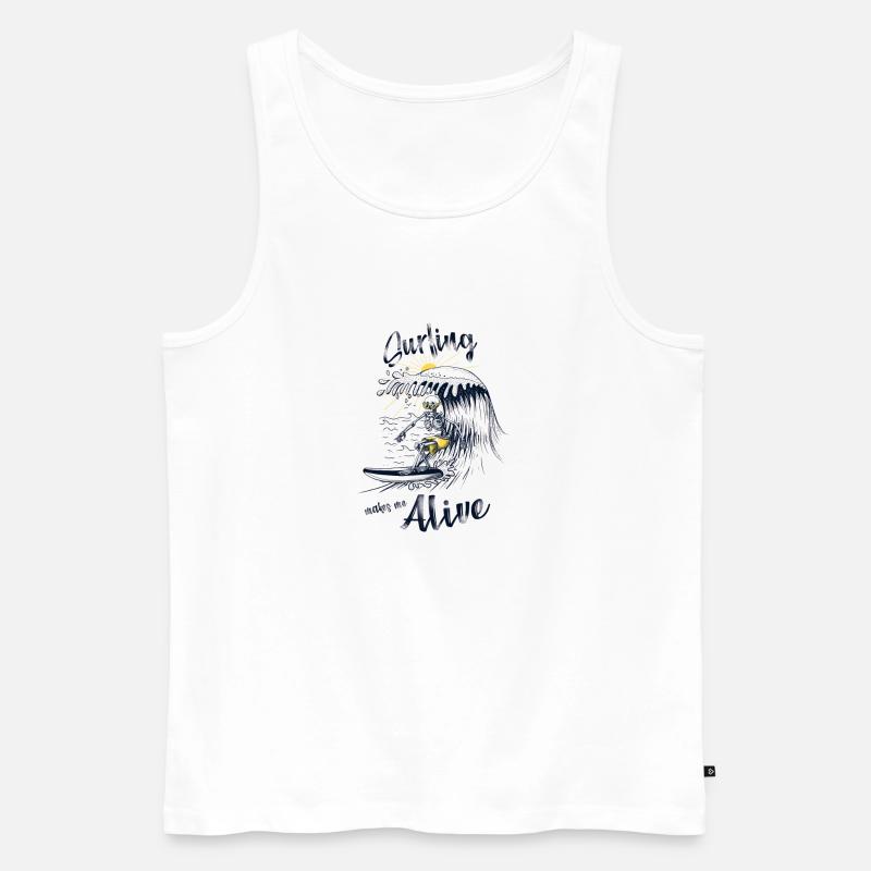 Surfen macht mich lebendig - Männer Premium Bio Tank Top - Weiß