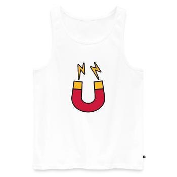 Logo de l’aimant lightning drôle - Débardeur bio Premium Homme - blanc - Devant - Michal (187cm)