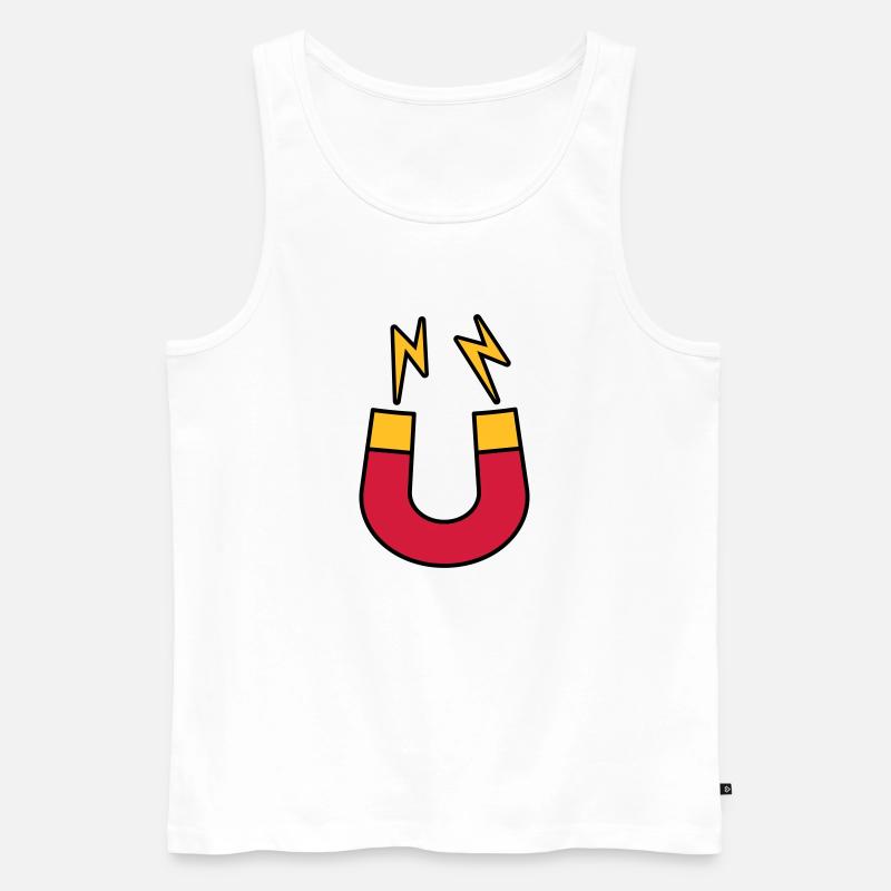 Blitze Magnet Logo lustig - Männer Premium Bio Tank Top - Weiß