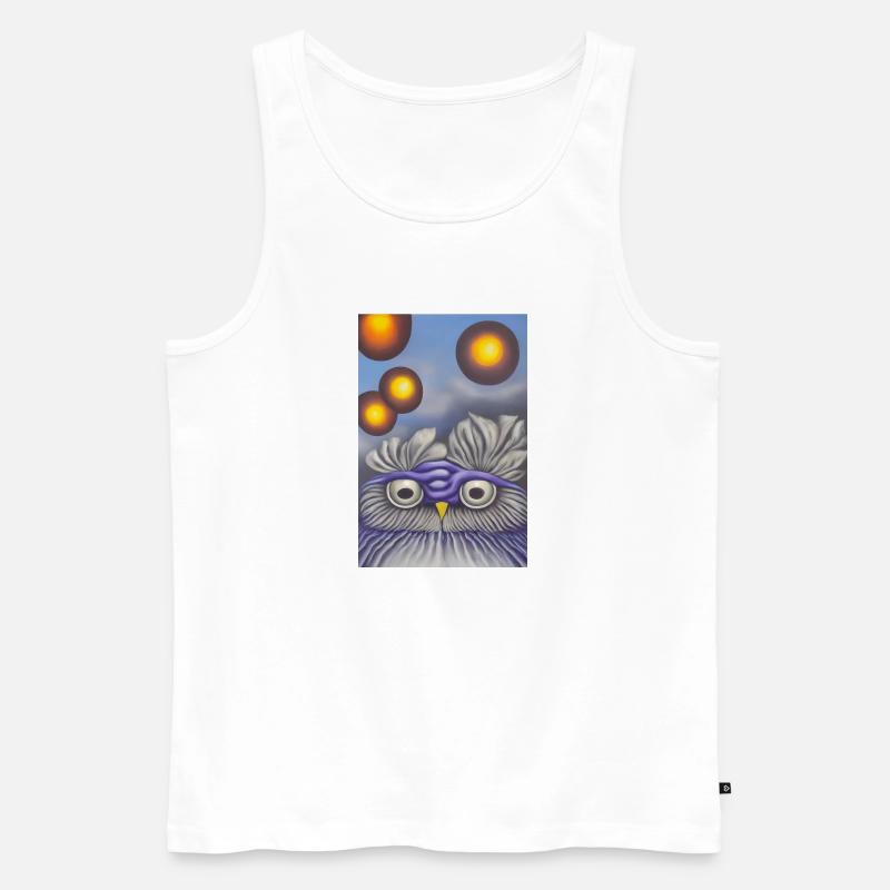 Eule mit Mond - Männer Premium Bio Tank Top - Weiß