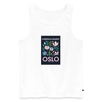 Weihnachtsmarkt Oslo Poster Norway 1960 - Männer Premium Bio Tank Top - Weiß - Vorne - AI Model Male 178 light (178cm)