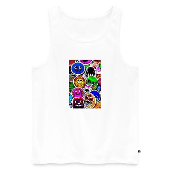Monstres Rigolos Stickers - Débardeur bio Premium Homme - blanc - Devant - AI Model Male 178 light (178cm)