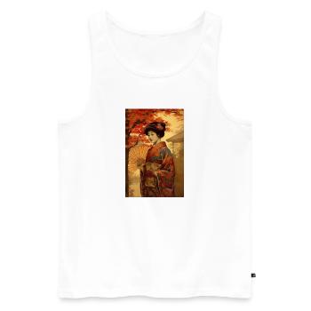 Japon Peinture Femme Japonaise Art japonais - Débardeur bio Premium Homme - blanc - Devant - AI Model Male 178 light (178cm)