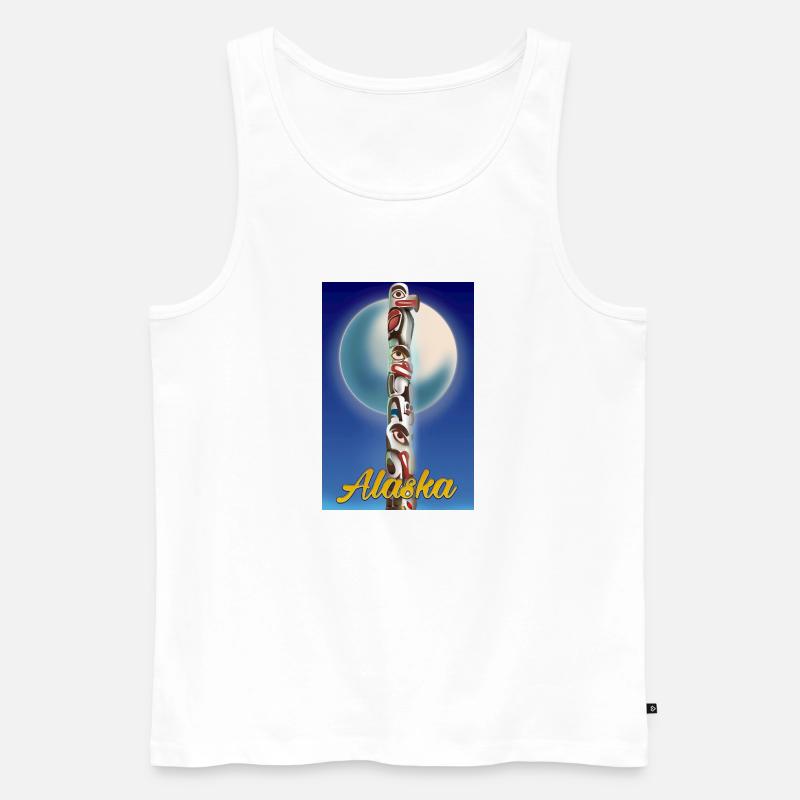 Alaska Totem Pole Reiseposter - Männer Premium Bio Tank Top - Weiß