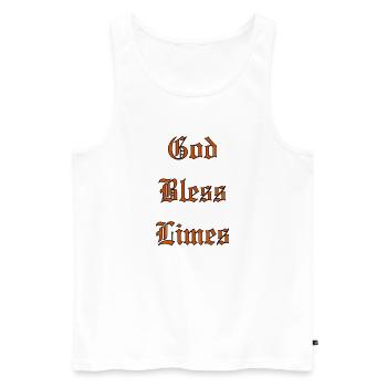 GodBlessLimes - Men's Premium Organic Tank Top - white - Front - Michal (187cm)