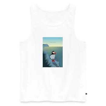 Puffin an Islands Küste - Männer Premium Bio Tank Top - Weiß - Vorne - Michal (187cm)