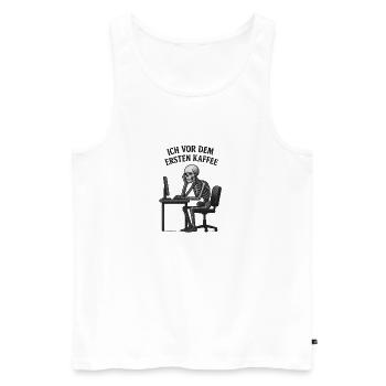 Vor dem ersten Kaffee - Männer Premium Bio Tank Top - Weiß - Vorne - Michal (187cm)