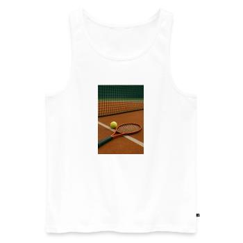 Tennis - Raquette et balle - Débardeur bio Premium Homme - blanc - Devant - Michal (187cm)