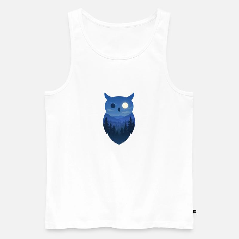 Nacht Eule - Männer Premium Bio Tank Top - Weiß