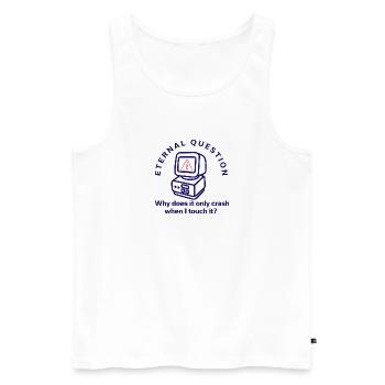 I.T Eternal Question T-Shirt - Men's Premium Organic Tank Top - white - Front - Michal (187cm)