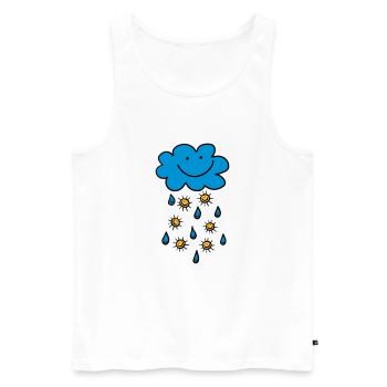 Nuage de pluie, gouttes de pluie, le soleil, l'été, le printemps, la météo - Débardeur bio Premium Homme - blanc - Devant - AI Model Male 178 light (178cm)