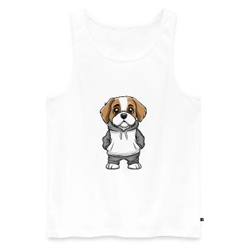 Saint Bernard Hund Lustig - Männer Premium Bio Tank Top - Weiß - Vorne - AI Model Male 178 light (178cm)