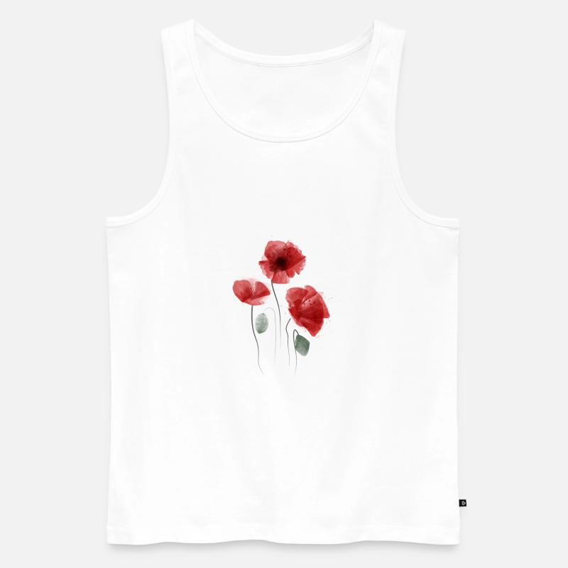Mohn Aquarell - Männer Premium Bio Tank Top - Weiß