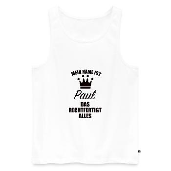 Paul Name Vorname Geschenk - Männer Premium Bio Tank Top - Weiß - Vorne - Michal (187cm)