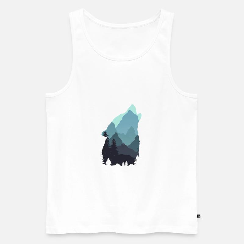 Wolf - Männer Premium Bio Tank Top - Weiß