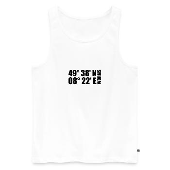 Worms Koordinaten - Männer Premium Bio Tank Top - Weiß - Vorne - Michal (187cm)