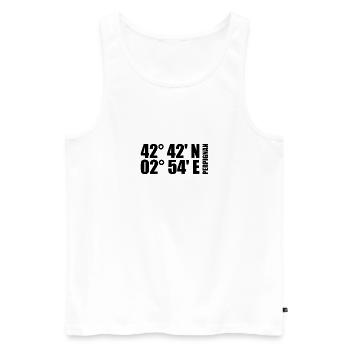 Perpignan Koordinaten - Männer Premium Bio Tank Top - Weiß - Vorne - Michal (187cm)