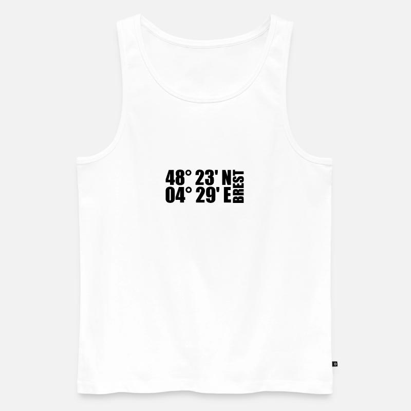 Brest Coordinates - Men's Premium Organic Tank Top - white