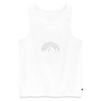 K2 Alpenglow – Mountain at Sunset Cream - Men's Premium Organic Tank Top - white - Front - AI Model Male 178 light (178cm)