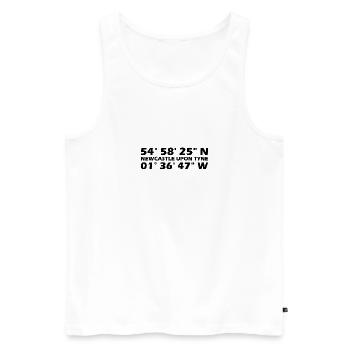 Newcastle upon Tyne Koordinaten - Männer Premium Bio Tank Top - Weiß - Vorne - AI Model Male 178 light (178cm)