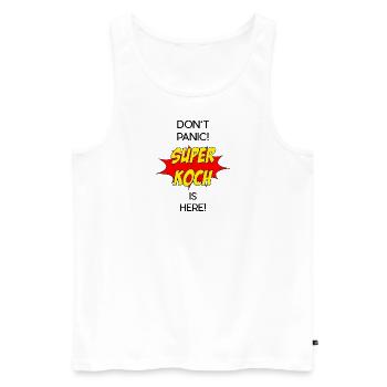 Super Koch / Super Cook - Männer Premium Bio Tank Top - Weiß - Vorne - Michal (187cm)
