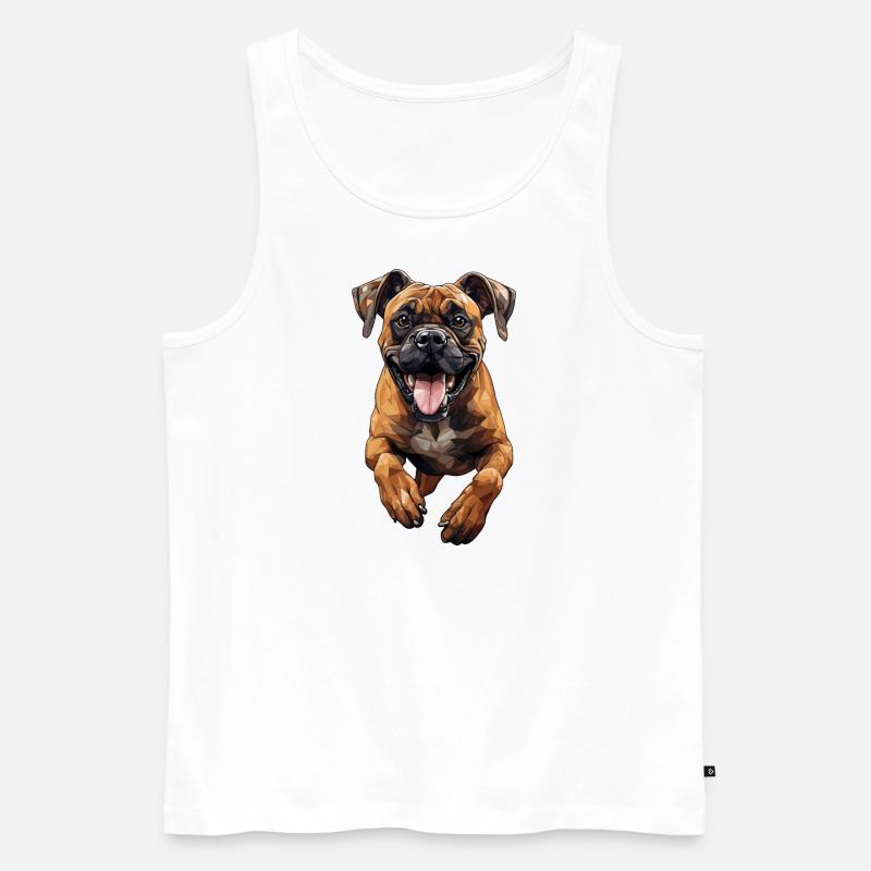Boxer im Sprung Polygon Design - Männer Premium Bio Tank Top - Weiß